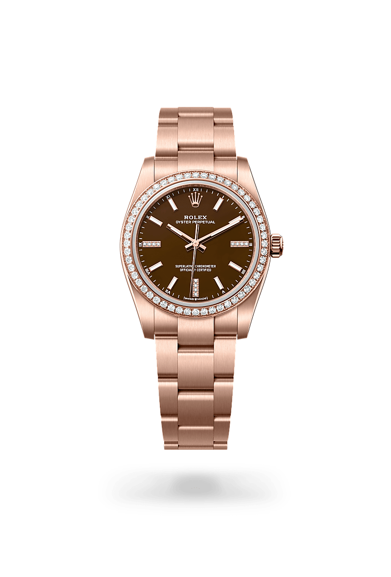 Rolex Oyster Perpetual 34 M124245RBR-0001 Herrenuhr - Oyster, 34 mm, Everose-Gold mit Diamanten 